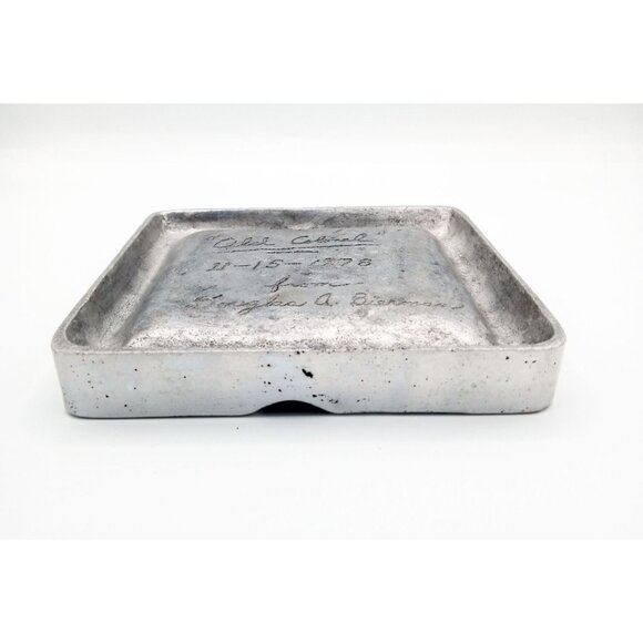 Metal Horse Ashtray Vintage Silver-Tone Inscribed to C.L.M. Tobacciana 1970s - Picture 11 of 14